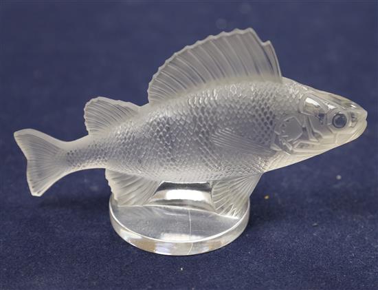 Perch / Poisson, Perche - A glass car mascot by Rene Lalique, introduced 1929 No. 1158, height 10cm (boxed)